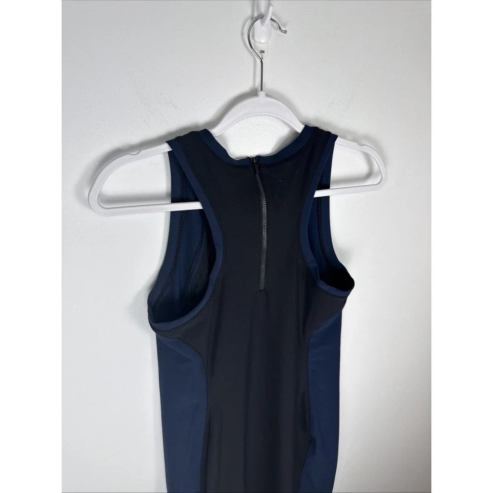 Athleta Stellar En Route Sleeveless Black Blue Colorblock Dress Size S Bodycon
